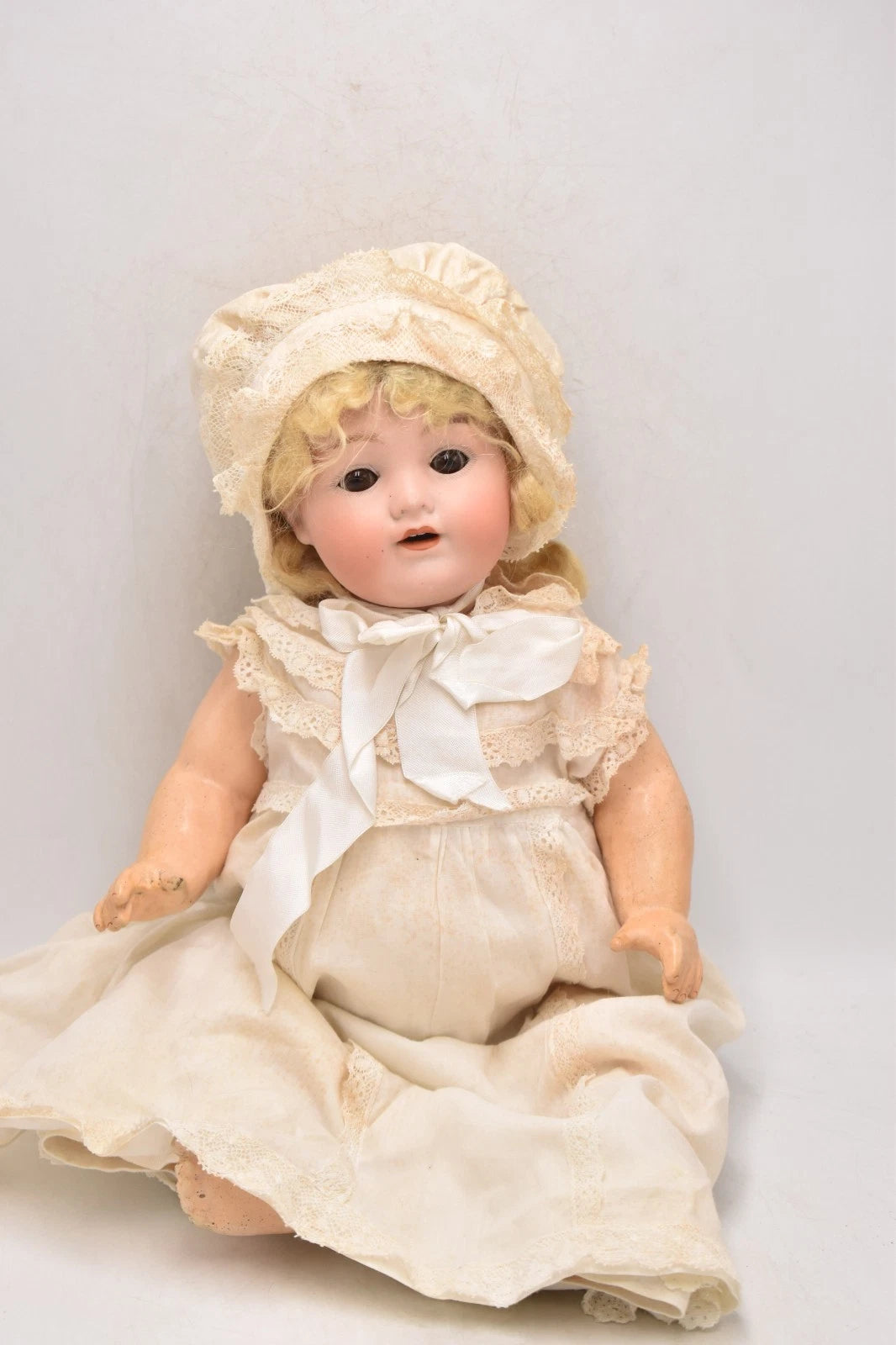 Antique Armand Marseille Bisque Head Doll 990 – Sleep Eyes Open Mouth with Teeth