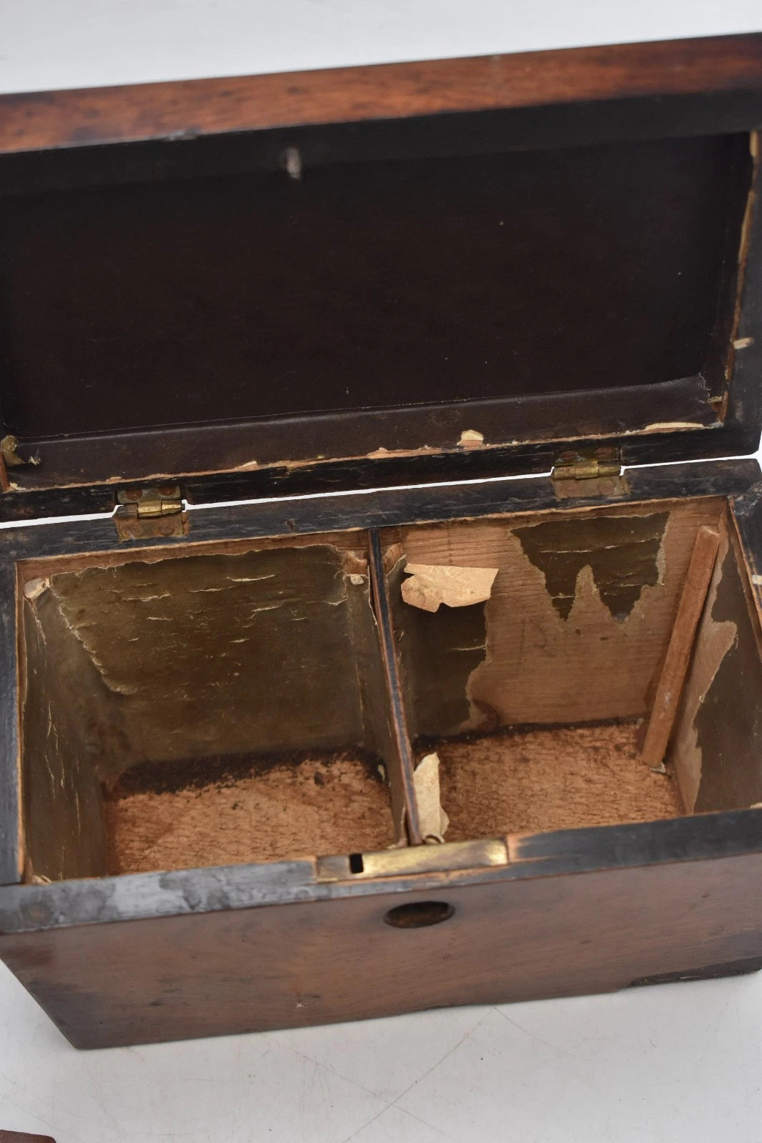 Antique Georgian Mahogany Wooden Tea Caddy Double Lidded 21cm