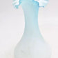 Vintage Spanish Fenton Ruffle Milk Glass Aqua Blue Vase 17cm
