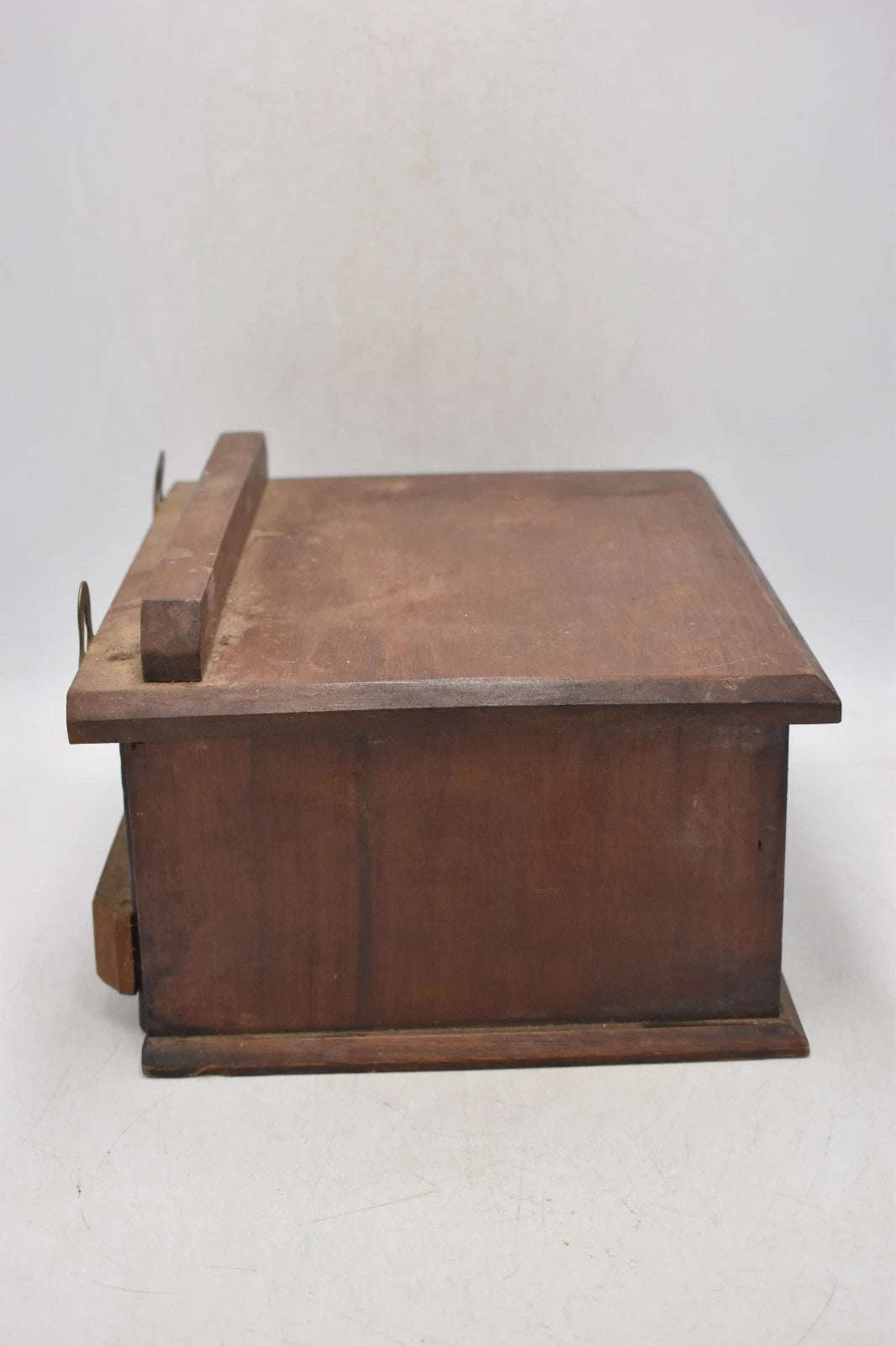 Antique Mahogany Stationery Drawer Desktop / Wall Mount Organiser Brass Handle