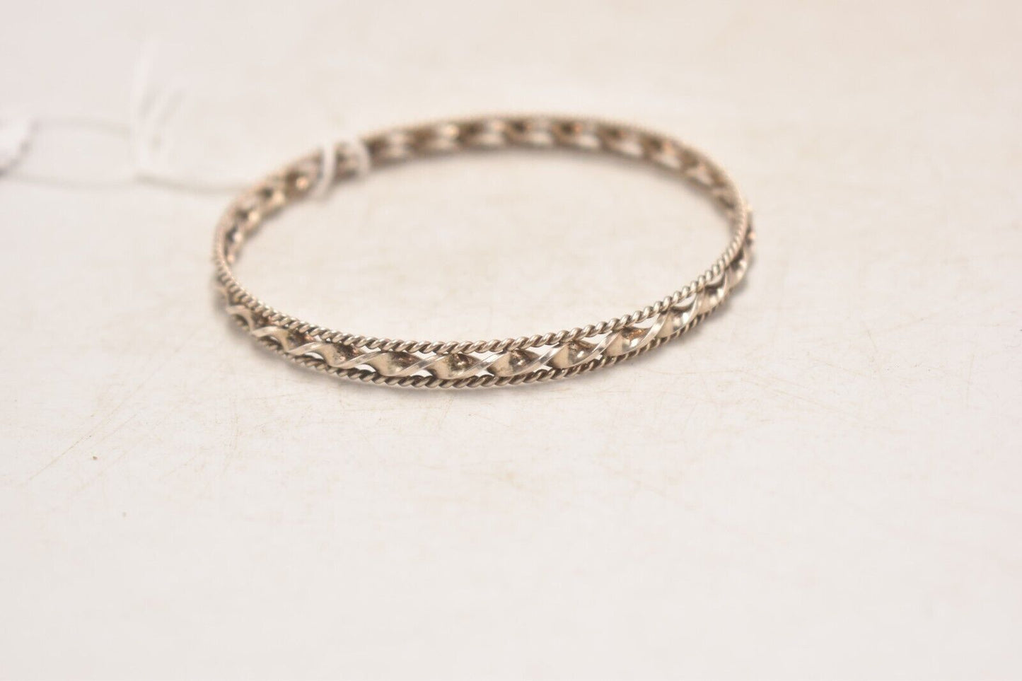 Vintage Sterling Silver 925 Ornate Bangle Bracelet - 7cm Diameter