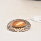 Vintage Celtic Oval Baltic Amber Brooch – Silver-Coloured Setting