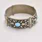 Vintage Sterling Silver and Turquoise Etruscan Revival Cuff Bangle Bracelet