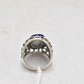 Vintage Silver-Tone Oversized Ring with Synthetic Cobalt Blue Stone – Size P
