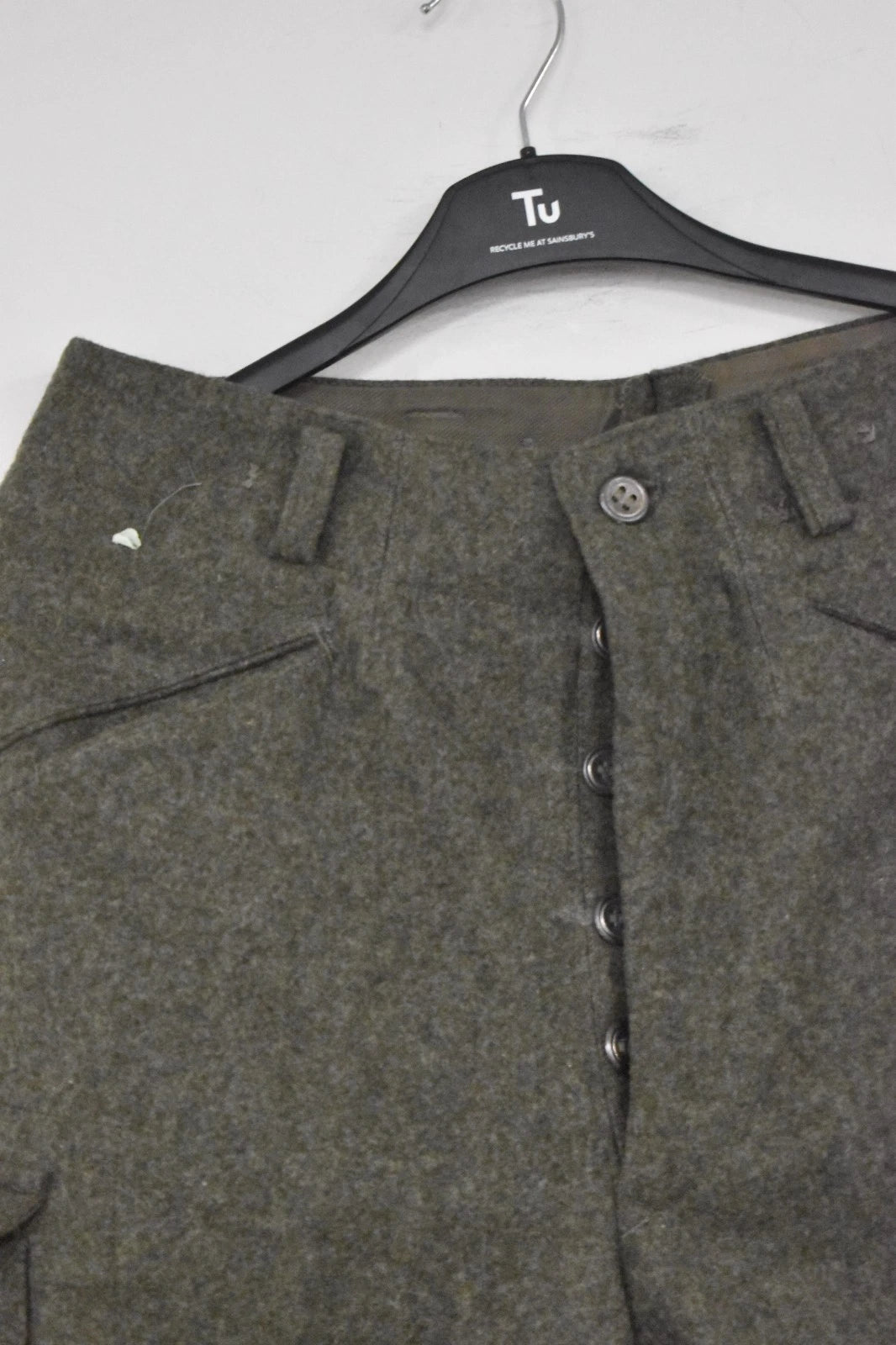 Swedish Army WWII Grey Wool Field Trousers 1940 Leather Straps Military Vintage