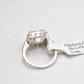 Vintage Sterling Silver & White Beryl Princess Cut Ring - Size J